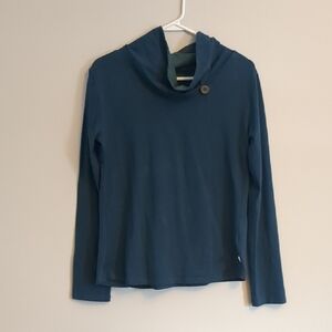 Tranquillo Teal Blue Organic Cotton Long Sleeve Lightweight Shirt Top - Medium